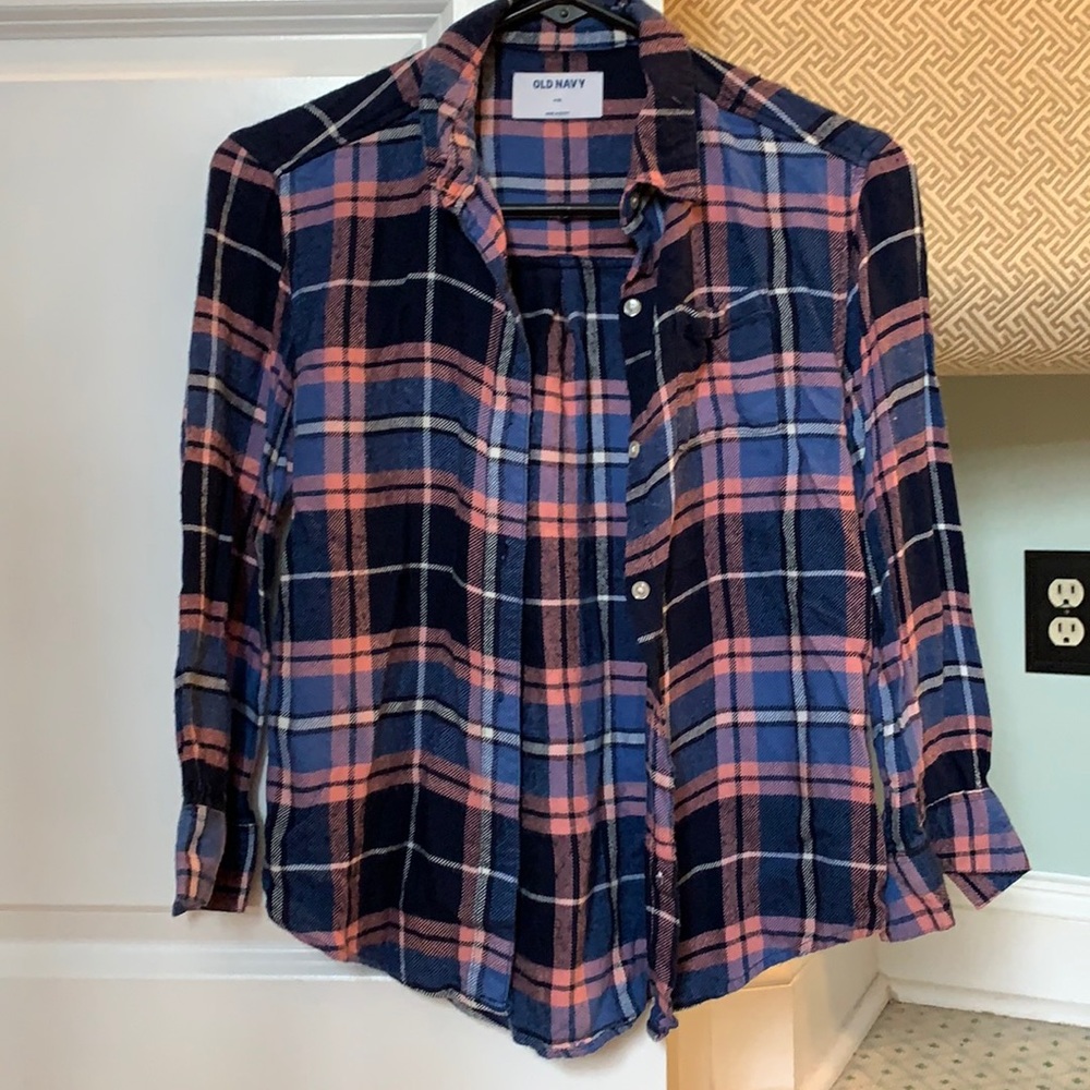 Old Navy, Kids Medium (8), Pink and Blue Plad, Used Condition